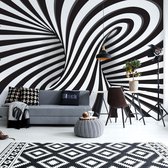 Fotobehang 3D Black And White Twister | VEA - 206cm x 275cm | 130gr/m2 Vlies