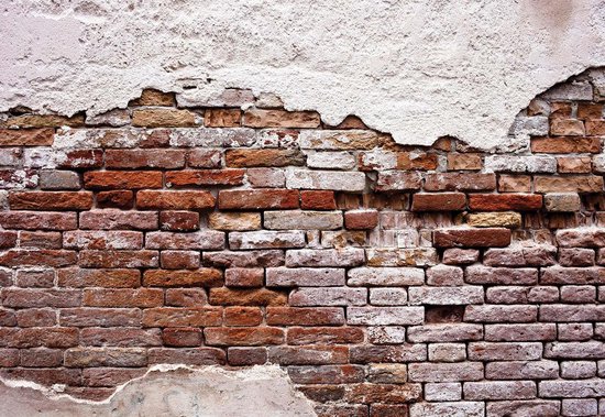 Fotobehang Grunge Brick Wall | VET - 211cm x 91cm | 130gr/m2 Vlies