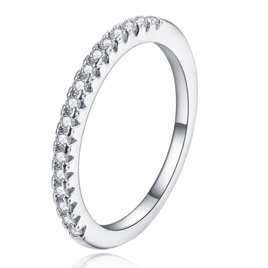Dames Ring Verzilverd Zilverkleurig met Zirkonia-19mm