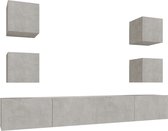 vidaXL - 6-delige - Tv-meubelset - bewerkt - hout - betongrijs