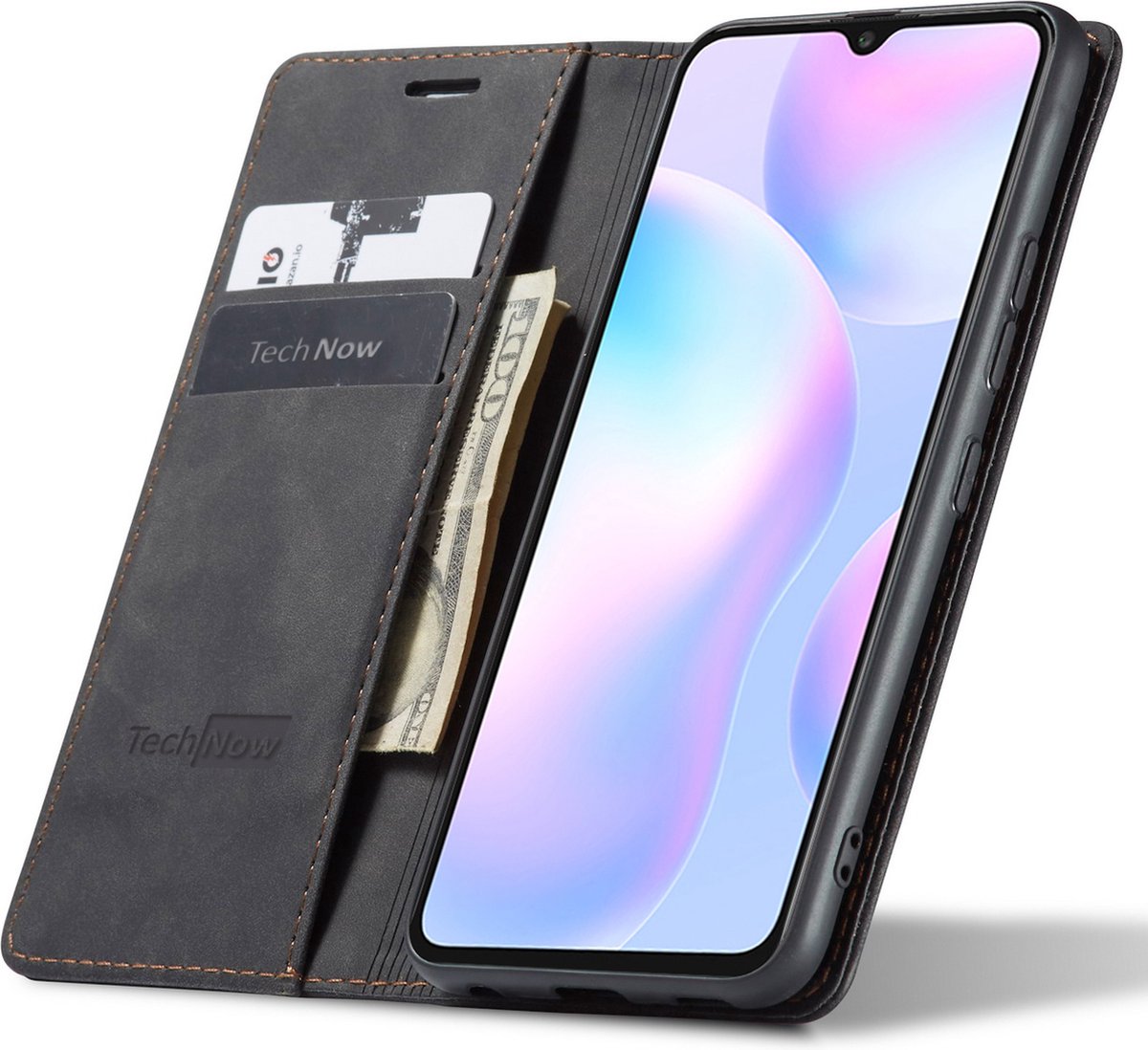 Hoesje geschikt voor Xiaomi Redmi 9A / 9AT / 9i - Book Case Leer Slimline Zwart