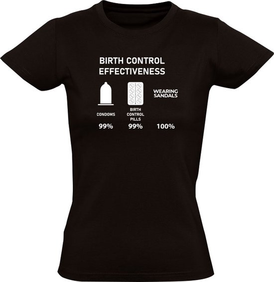 BirthControl T-shirt Dames | anticonceptie | sandalen | pil | condoom |  zwanger |... | bol