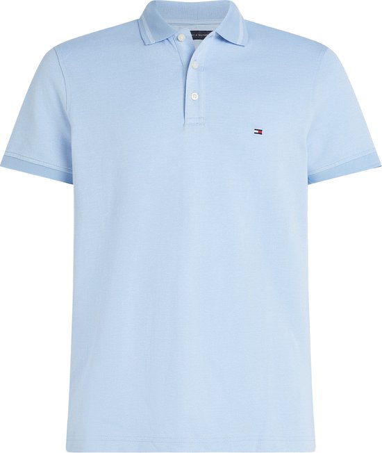 Tommy Hilfiger - Polo Mouline Bleu clair - Coupe slim - Polo Homme Taille L  | bol