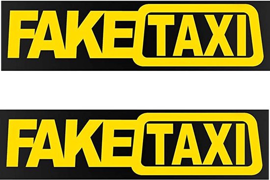 Knaak "Fake Taxi" Autosticker - 2 stuks - Zwart en Geel - Nep Taxi