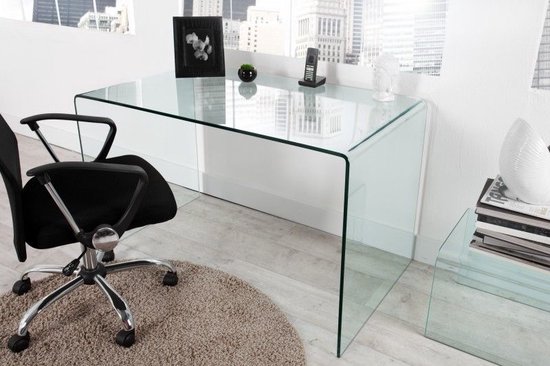 Extravagante glazen eettafel FANTOME 120cm transparant bureau volledig glazen tafel - 22862
