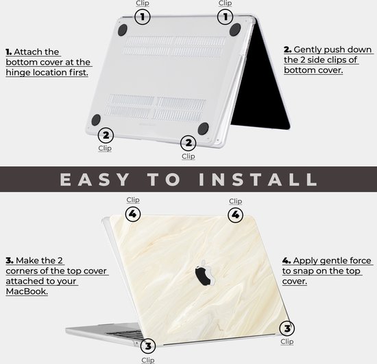 Lunso - MacBook Pro 14 pouces M1/M2 (2021-2023) - Housse de protection - Creamy Vibes