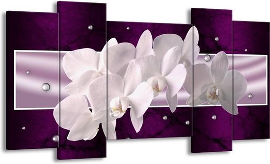 Peinture sur toile Orchidée | Blanc, violet | 120x65 5 Liège