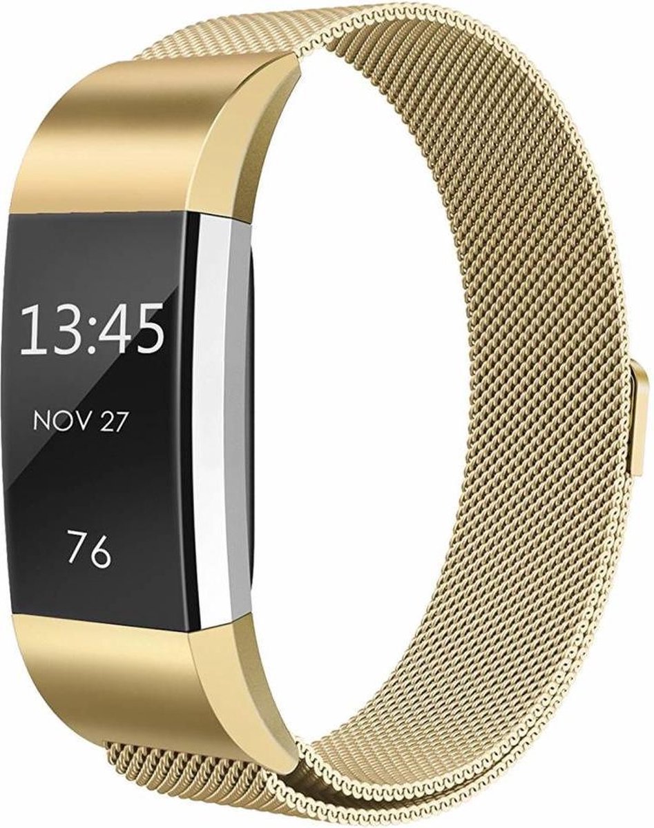 Geschikt voor Charge 2 milanese bandje (Small) - Goud - Fitbit charge bandjes