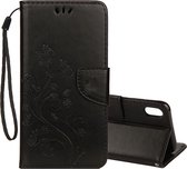 Reliëf vlinderpatroon horizontaal flip lederen tas met kaartsleuf & houder & portemonnee & draagriem voor iPhone XS Max (zwart)