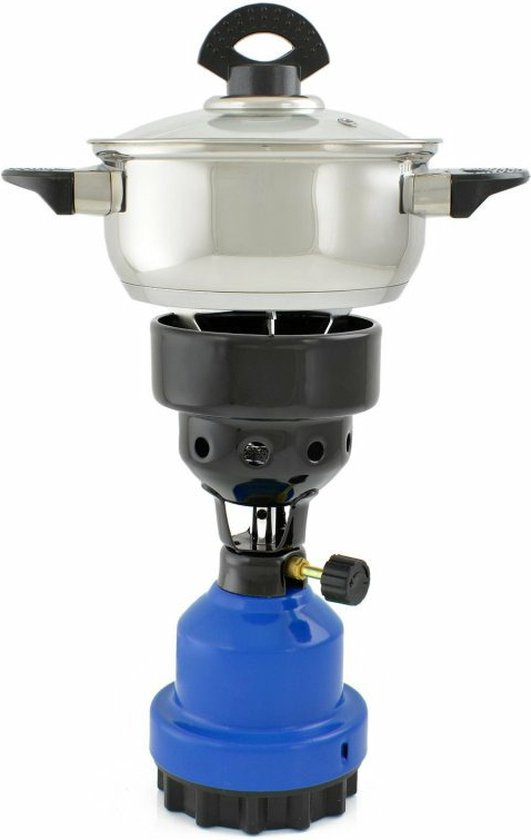 Camping - kookpit/kookstel - gas/houtskoolaansteker - blauw - 670 gram van Bo-Camp — afbeelding 3