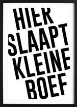 Hier Slaapt Kleine Boef (21x29,7cm) - Wallified - Kinderen - Poster - Print - Kinderkamer - Baby - New Born - Peuter - Kleuter - Wall-Art - Woondecoratie - Kunst - Posters