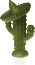 Olijfgroen gelakte Candellana figuurkaars, Cactus met Sombrero Hoogte 18 cm (32 uur)