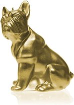 Geel goud gelakte figuurkaars, design: Bulldog  Hoogte 15 cm (24 uur)
