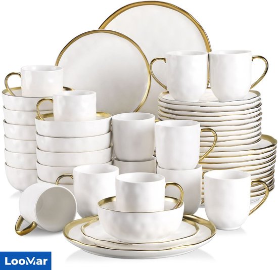 Ensemble de vaisselle de Luxe LooMar - 48 pièces - 12 personnes -  Porcelaine -... | bol