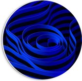 PVC Schuimplaat Muurcirkel - Willekeurige Abstracte Blauwe en Zwarte Strepen - 20x20 cm Foto op Muurcirkel (met ophangsysteem)