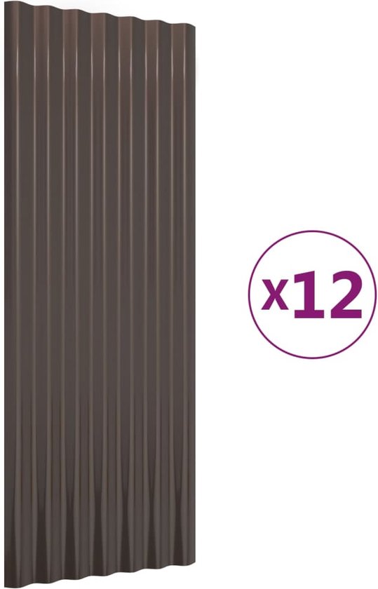 vidaXL - Dakpanelen - 12 - st - 100x36 - cm - gepoedercoat - staal - bruin