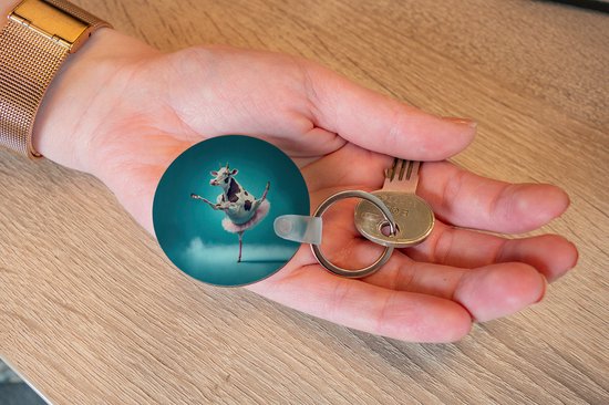 Porte-clés - Vache - Ballet - Portrait - Blauw - Animaux - Enfant - Plastique - Rond - Cadeaux à distribuer