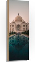 Hout - Tai Mahal Moskee - India - 30x90 cm - 9 mm dik - Foto op Hout (Met Ophangsysteem)