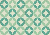 Fotobehang - Vlies Behang - Groen Patroon met Cirkels - 152,5 x 104 cm