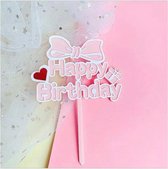 Akyol - Happy Birthday Taart Topper - roze/wit-Happy Birthday taart topper roze/wit- Taart topper - Cake topper - Happy birthday - Verjaardagstaart topper - Verjaardag - Taart prikker- Cake prikker – prikker