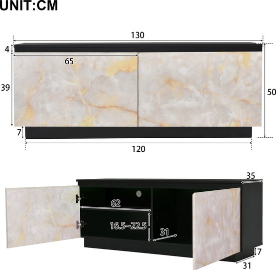 Orvana - TV-Meubel met 2 deuren - Beige - 174 cm