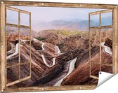 Gards Tuinposter Doorkijk Wegen in het Atlasgebergte, Marokko - Paden - 120x80 cm - Tuindoek - Tuindecoratie - Wanddecoratie buiten - Tuinschilderij
