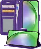 Hoesje Geschikt voor Samsung A54 Hoesje Book Case Hoes Wallet Cover - Hoes Geschikt voor Samsung Galaxy A54 Hoesje Bookcase Hoes - Paars