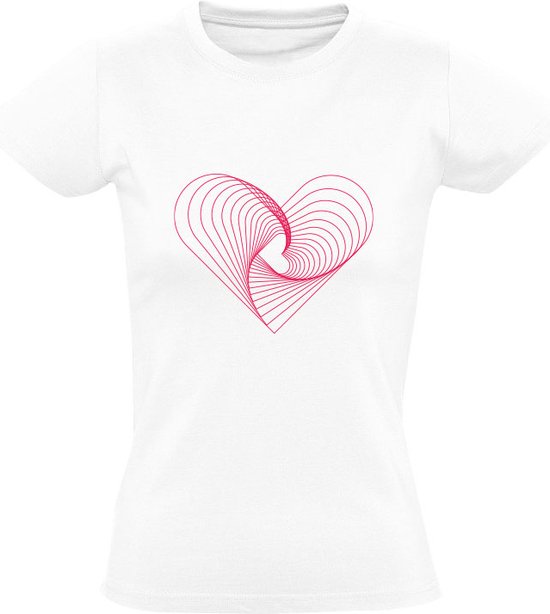 Hartje Dames T-shirt | liefde | love | optische illusie | hart