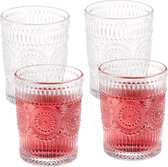 Verres à boire Relaxdays lot de 4 - verres à eau - 300 ml - verres à jus - bohème - transparent
