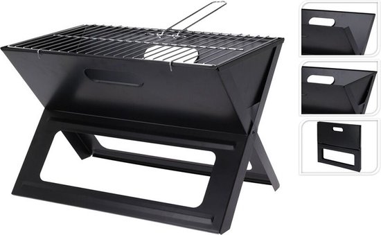 Folding Portable Barbecue for use with Charcoal X-shaped 45 x 30 x 35 cm Iron - BBQ