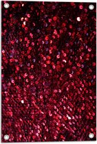 Tuinposter – Close-up van Rode Pailletten - 40x60 cm Foto op Tuinposter (wanddecoratie voor buiten en binnen)