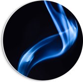 PVC Schuimplaat Muurcirkel - Blauwe Abstracte Streep tegen Zwarte Achtergrond - 20x20 cm Foto op Muurcirkel (met ophangsysteem)