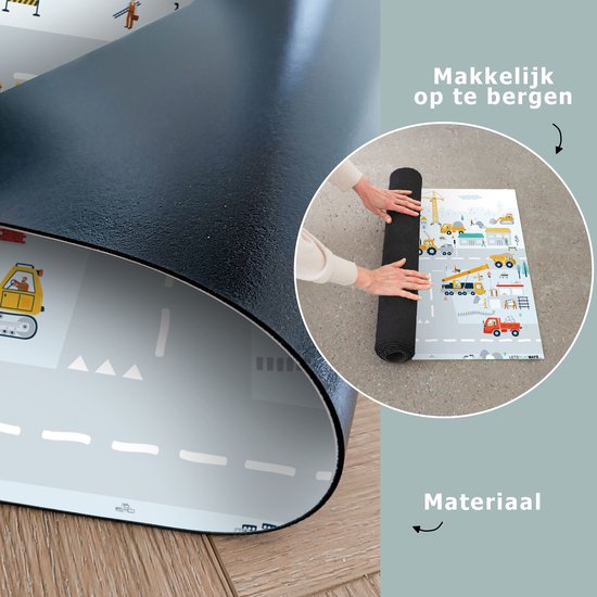 LetsPlaymats® Speelmat baby kinderen - Bouwplaats - Tractor - Graafmachine - Auto - Design - Speelkleed van vinyl - Speeltapijt - Antislip - 105x70 cm van LetsPlaymats® — afbeelding 5