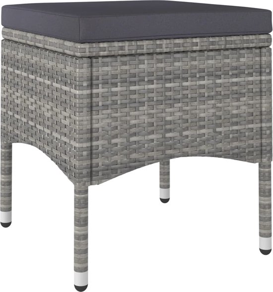 vidaXL - 5-delige - Bistroset - poly - rattan - en - gehard - glas - grijs