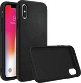 Apple iPhone X/10 Hoesje - Rhinoshield - SolidSuit Serie - Echt Leer Backcover - Zwart - Hoesje Geschikt Voor Apple iPhone X/10