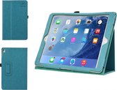 Ipad 2017; Stand Smart Case voor uw Apple Ipad 2017, Handgemaakt cover in business uitvoering, extra luxe, blauw , merk i12Cover