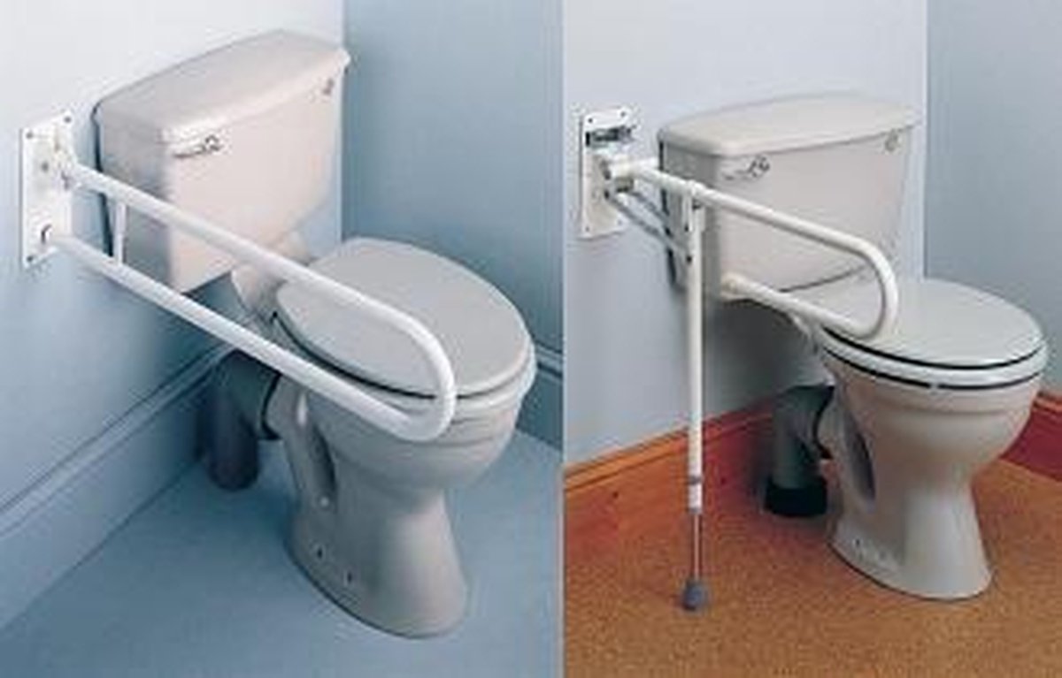 Opklapbare toiletbeugel - 75 cm - Zonder steunvoet - Wit - Adhome