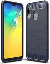 Samsung Galaxy A20E Geborsteld TPU Hoesje Blauw