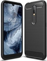 Nokia 4.2 Geborsteld TPU Hoesje Zwart