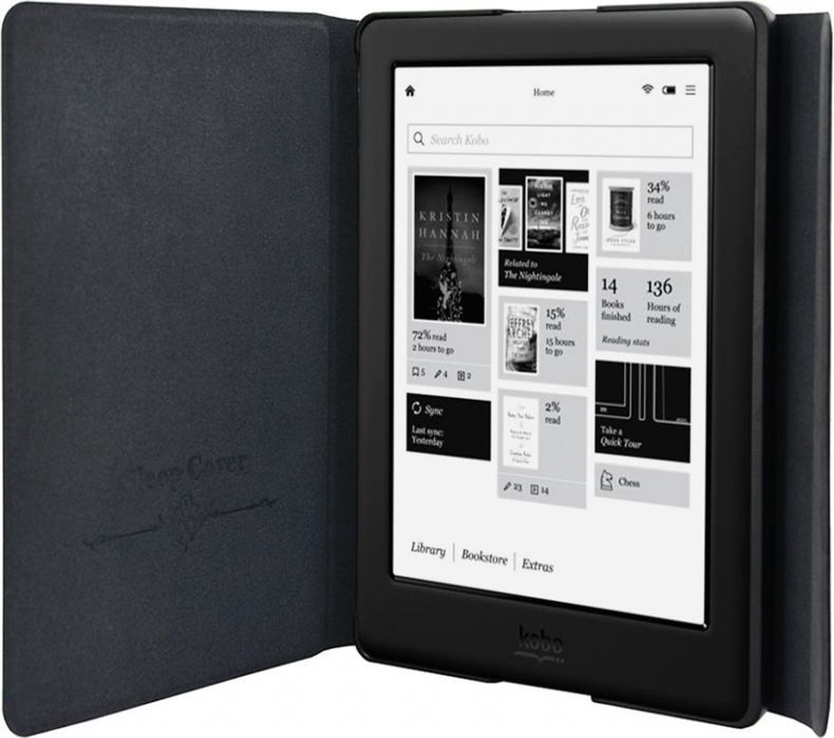 i12Cover - Sleepcover voor Kobo Glo Hd - ECO-leder - Zwart