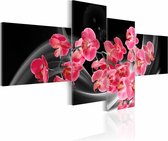Schilderij - Boeket -Orchidee , rood zwart , 4 luik