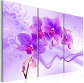 Schilderij - Orchidee in violet , 3 luik