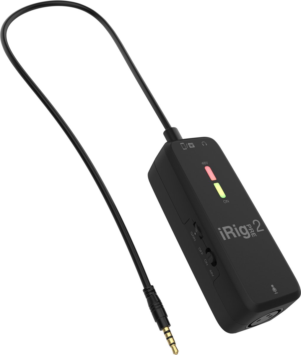 IK Multimedia iRig Pre 2 microfoon interface/preamp voor iOS en Android