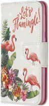 Samsung Galaxy A20E Portemonnee Hoesje met Flamingo Print