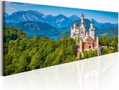 Schilderij - Magische plaatsen : Neuschwanstein Kasteel , groen blauw