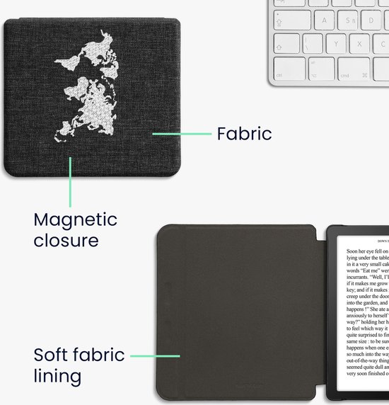 kwmobile Cover compatibel met Kobo Libra 2 Vilten ereader hoes Beschermende...