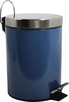 MSV Prullenbak/pedaalemmer - metaal - marine blauw - 3 liter - 17 x 25 cm - Badkamer/toilet