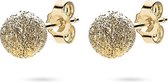 Twice As Nice oorbellen in 18kt verguld zilver, gehamerd bolletje