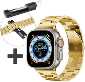 iMoshion Stalen bandje met Horlogeband inkorter Geschikt voor Apple Watch Series 1 / 2 / 3 / 4 / 5 / 6 / 7 / 8 / SE / Ultra (2) - 42 / 44 / 45 / 49 mm - Goud