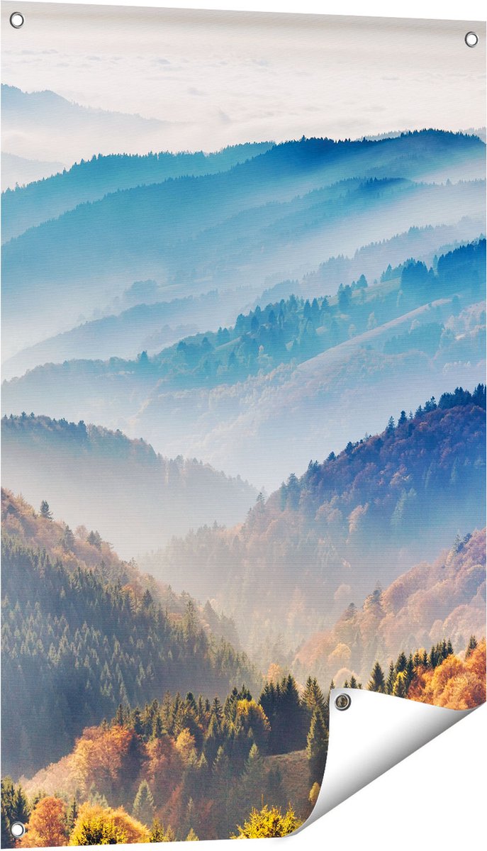 Gards Tuinposter Heuvel Landschap van het Zwarte Wout Bos - 60x90 cm - Tuindoek - Tuindecoratie - Wanddecoratie buiten - Tuinschilderij Multikleur